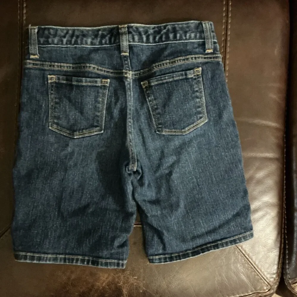 Old Navy Girls Blue Denim Chino Shorts Size 14 Regular Fit Zip Flat Front